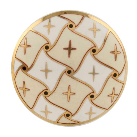 Cream and White Golden Checkerboard Cabinet Knob